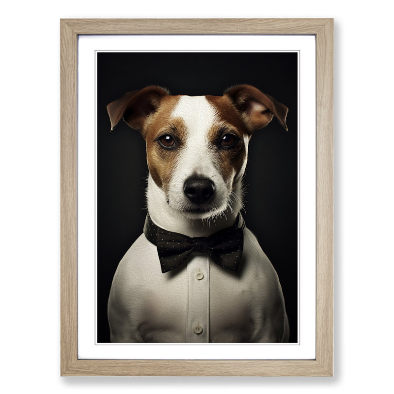 Jack Russell Minimalism No.2 - Single Picture Frame Print on Wood, Oak Framed, 34cm H x 25cm W x 2cm D