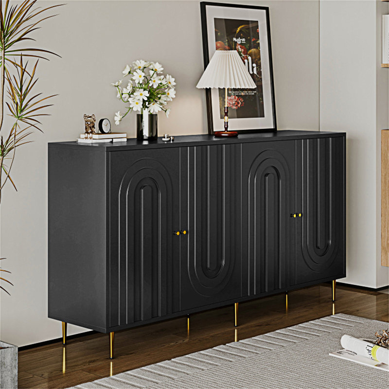 Armoire de rangement Buffet Modern, Noir mat