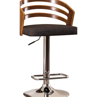 Adjustable Swivel Bar Stool With 360 - Degree Swivel, Black Padded Seat, Metal Pedestal, Streamlined Design, American Style For Versatile Rooms Cushion, Footrest, Open Back, Spaces