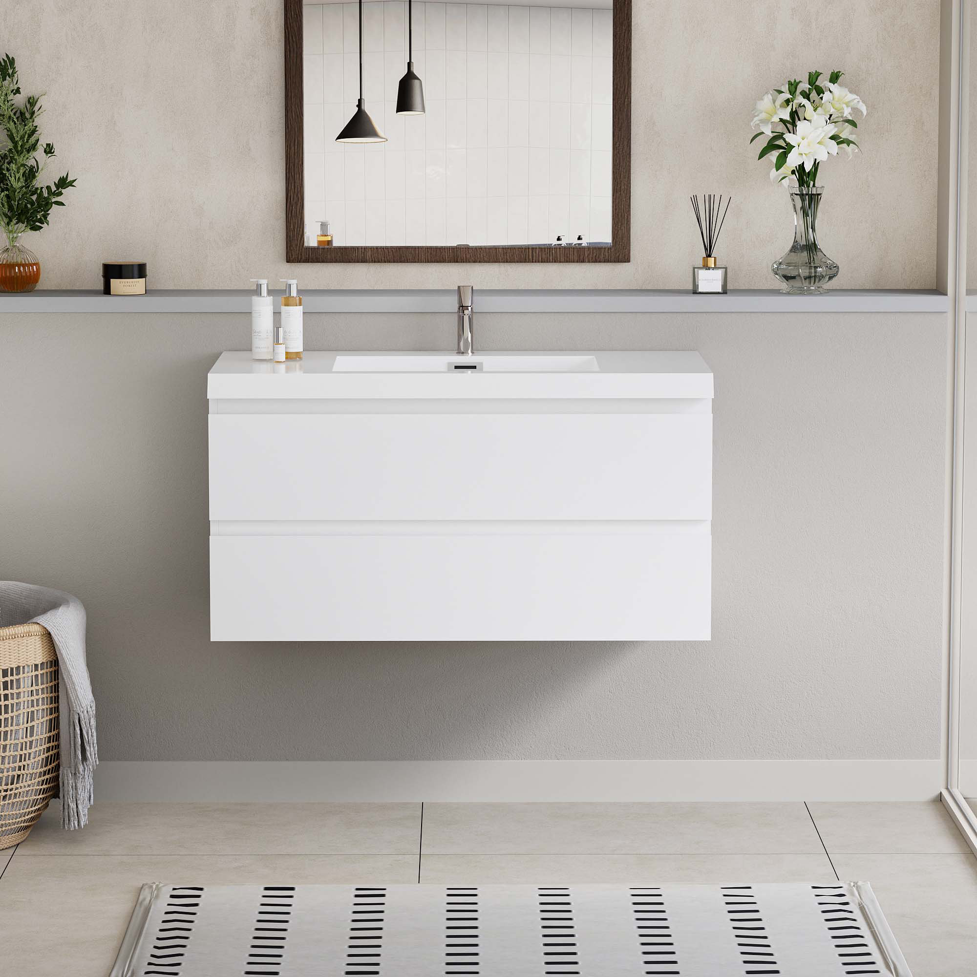 Ebern Designs Floating Bathroom Vanity With Sink | Wayfair