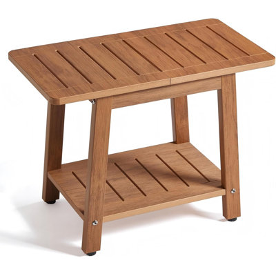 Shower Bench Seat, Waterproof Poly Lumber Shower Stool, Bathroom Chair with Adjustable Feet, Non-Slip, No Maintenance, Brown
