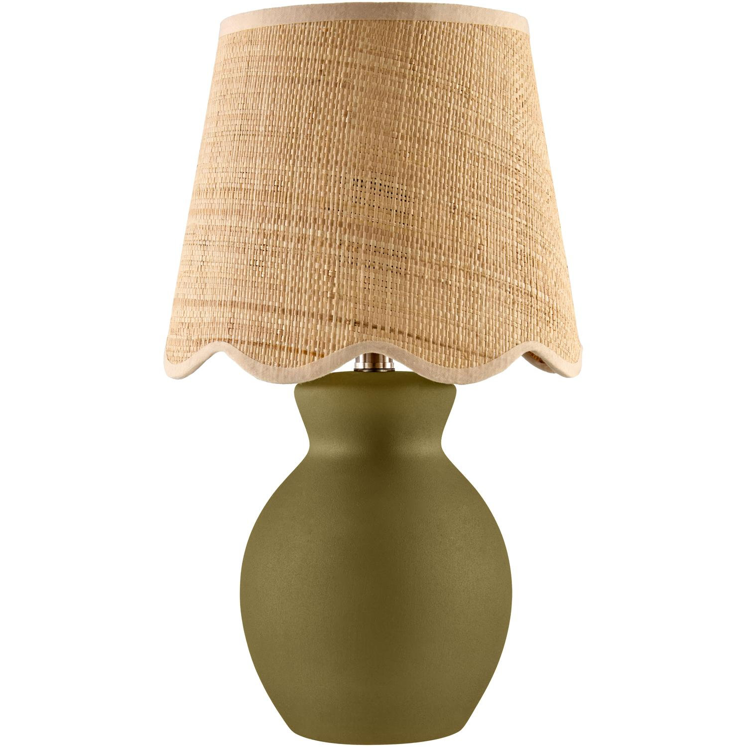 Momsen Scallop Ceramic Table Lamp, 15"H x 8"W x 8"D, Natural, Green