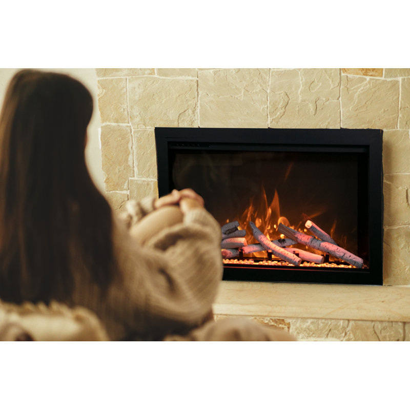 25.25'' W Black Electric Fireplace