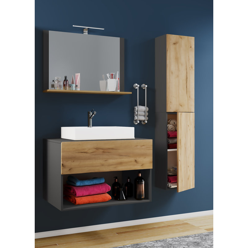 Amelien Bathroom Furniture Suite, Brown / Black
