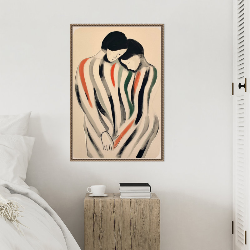 «Intime Embrace Man and Woman», reproduction encadrée sur toile par Treechild, H 33 po x l 23 po x P 2 po