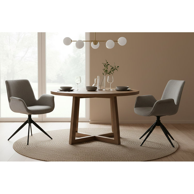 BAT Twist Upholstered Dining Armchair, Set of 2, Rotatable, 47cm Seating Height, Grey