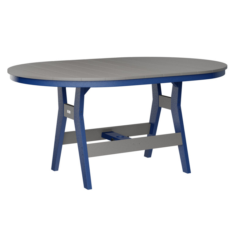 Harbor Outdoor Oval Dining Table, Pacific Blue, Light Gray