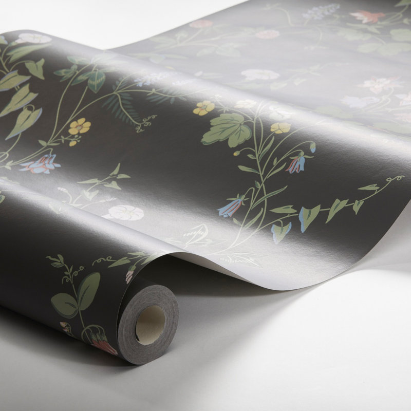 Papier peint Borástapeter Midsummers Eve, Gris anthracite / vert