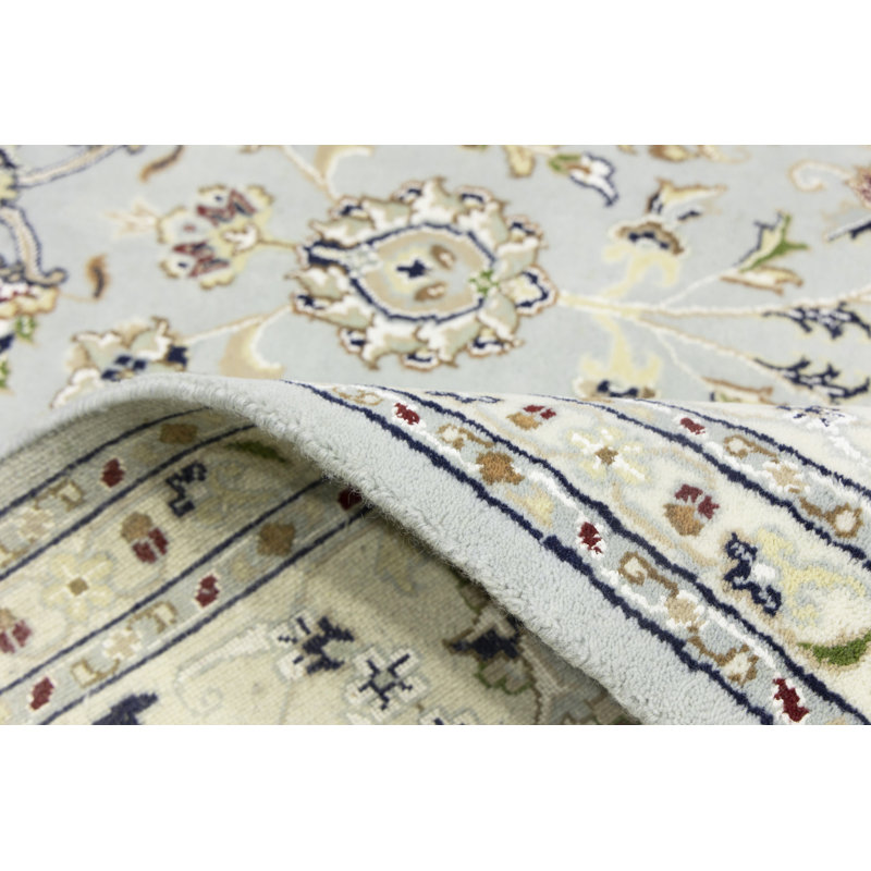 Tapis oriental floral en laine Indo-Nain, Rectangle 8 pi x 10 pi 1 po