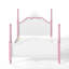 Lit plateforme pleine grandeur en forme de couronne, cadre de lit élégant en bois à baldaquin, cadre de lit tête de lit courbé élégant pour la chambre à coucher, blanc et rose