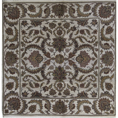 Tapis carré brun de haute qualité noué à la main