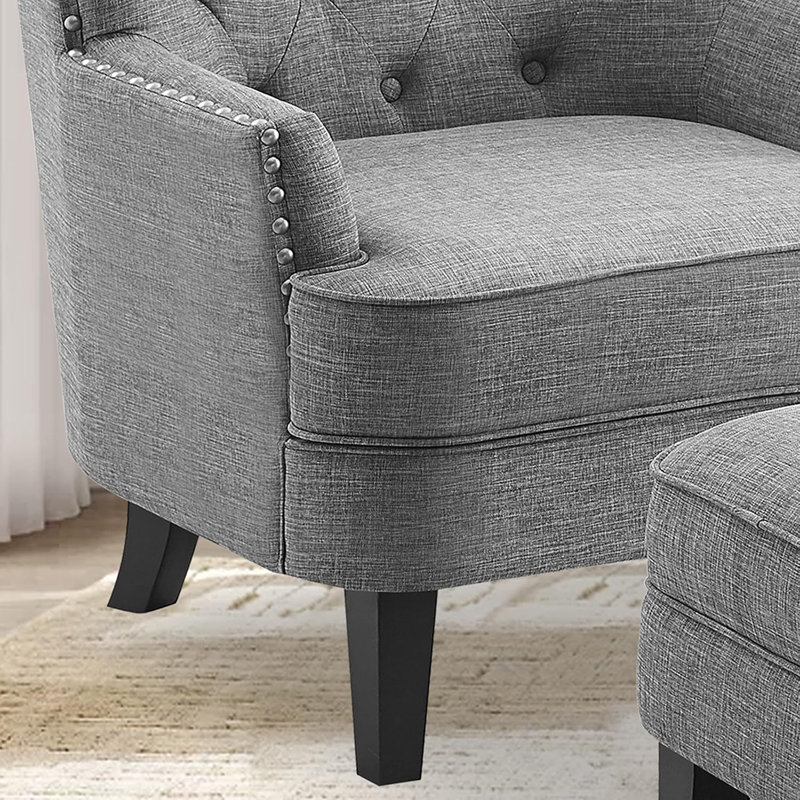 1 ensemble de fauteuils modernes Mid-Century pour siège confortable, canapé de baignoire pour salle de lecture, Lin gris
