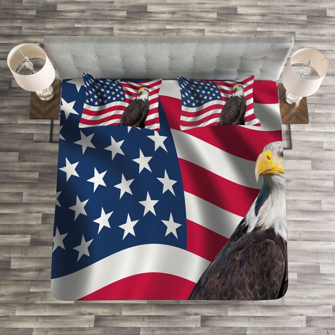 Gestepptes Bettdecken-Set, Patriotic America, Adler, Mehrfarbig