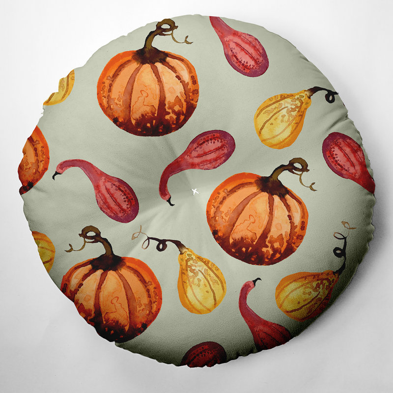 Coussin de sol 320_Gourds Galore Fall, 26 po x 26 po, Orange