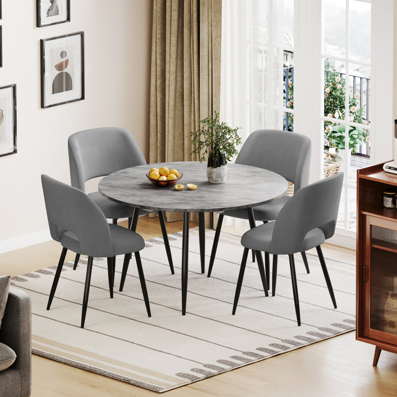 4 -Person Dining Set, Grey, Grey