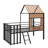 Metal Loft Bed With Roof, Window, Guardrail, Ladder-1566324934