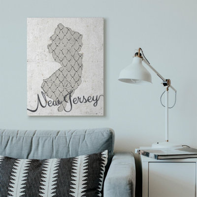 " New Jersey Patterned Grey US State Design "