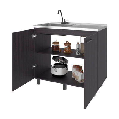 Armoire utilitaire avec 2 portes et 3 tablettes - parfaite pour l'organisation de la cuisine, configuration de 2 tablettes à 3 portes