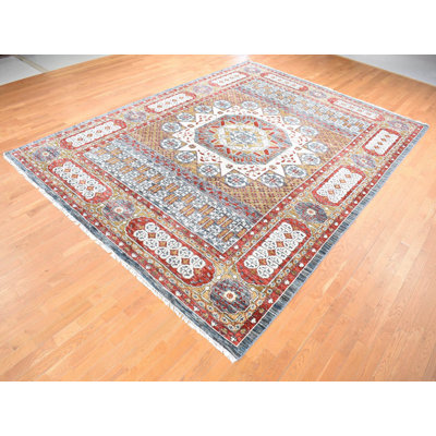 10'2" x 14'2" New Hand Knotted Grey New Zealand Wool Rectangle Oriental Rug - MOA10280685