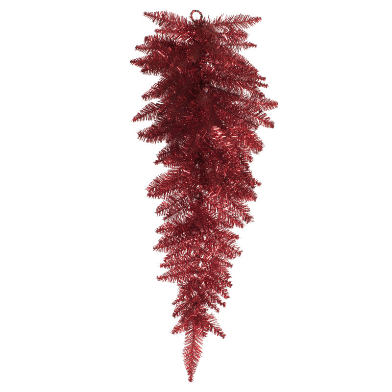 Sapin de Noël artificiel rouge 36 po Vickerman, non éclairé