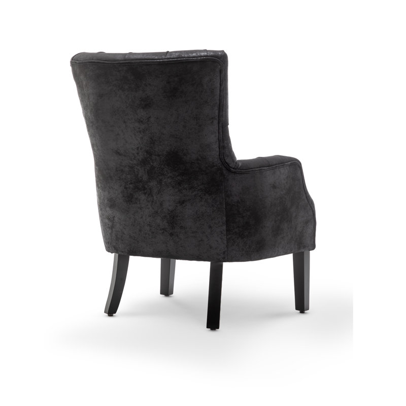 Sarno 70Cm Wide Tufted Accent High Back Wingback Chair, Black