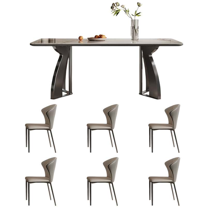 European modern simple dining table set, 29.5" H x 55.1" L x 31.5" W