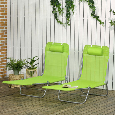 Outsunny 2-Piece Folding Chaise Lounge Chairs with 6-Position Reclining Back