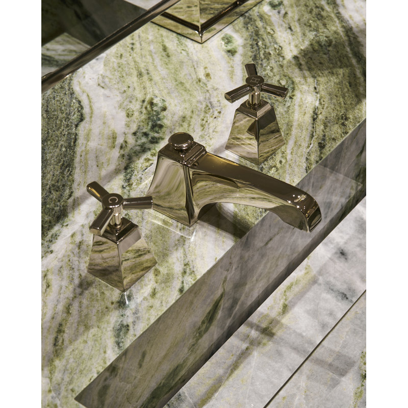 Time Widespread Bathroom Faucet with Drain Assembly, Light Gold