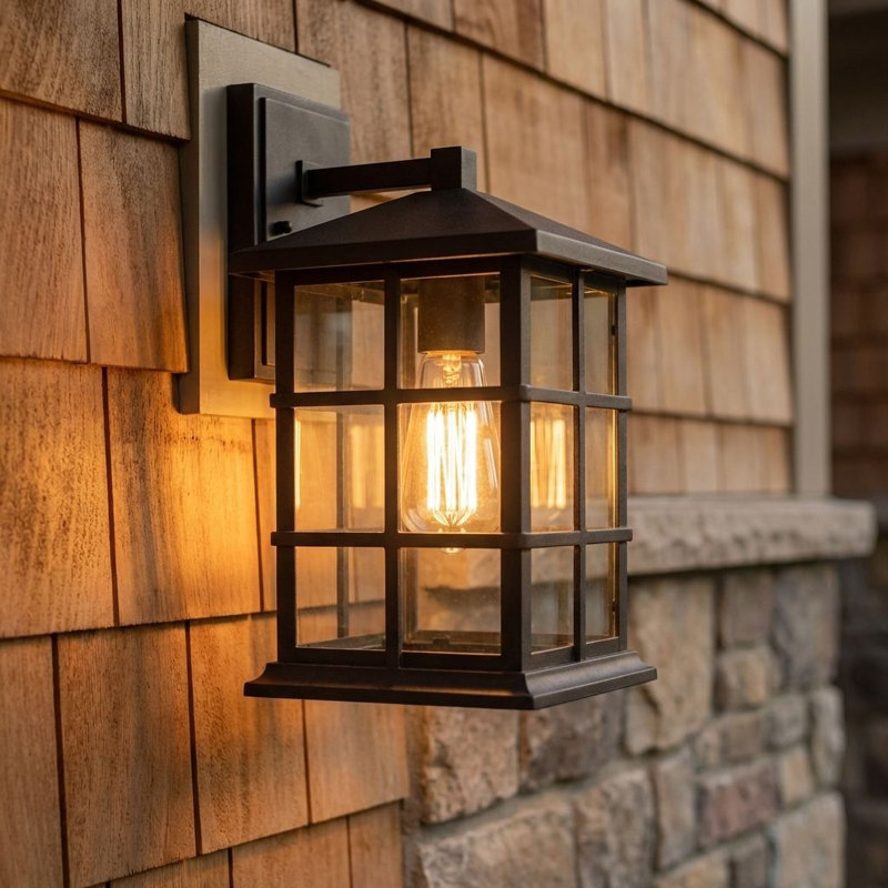 Lanterne murale d'extérieur Stonington, H 15,5 po x l 9,5 po x P 10,5 po, Noir mystique