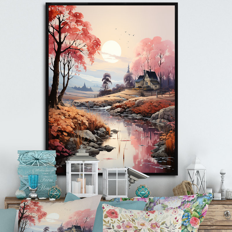 «Countryside Mystic River Dreams I», reproduction sur toile, H 44 po x l 34 po x P 1,5 po, Cadre flottant noir