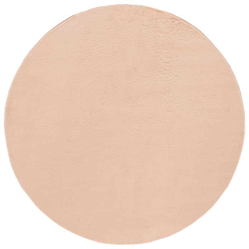 Machine Washable Performance Faux Rabbit Fur Solid Color Area Rug, Rond 4 pi