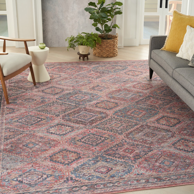 Tapis mauve en polyester lavable à la machine Mandurah, Rectangle 9 pi 2 po x 12 pi