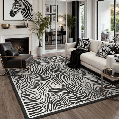 Tapis en flanelle à motif zébré symétrique 5 pi x 7 pi