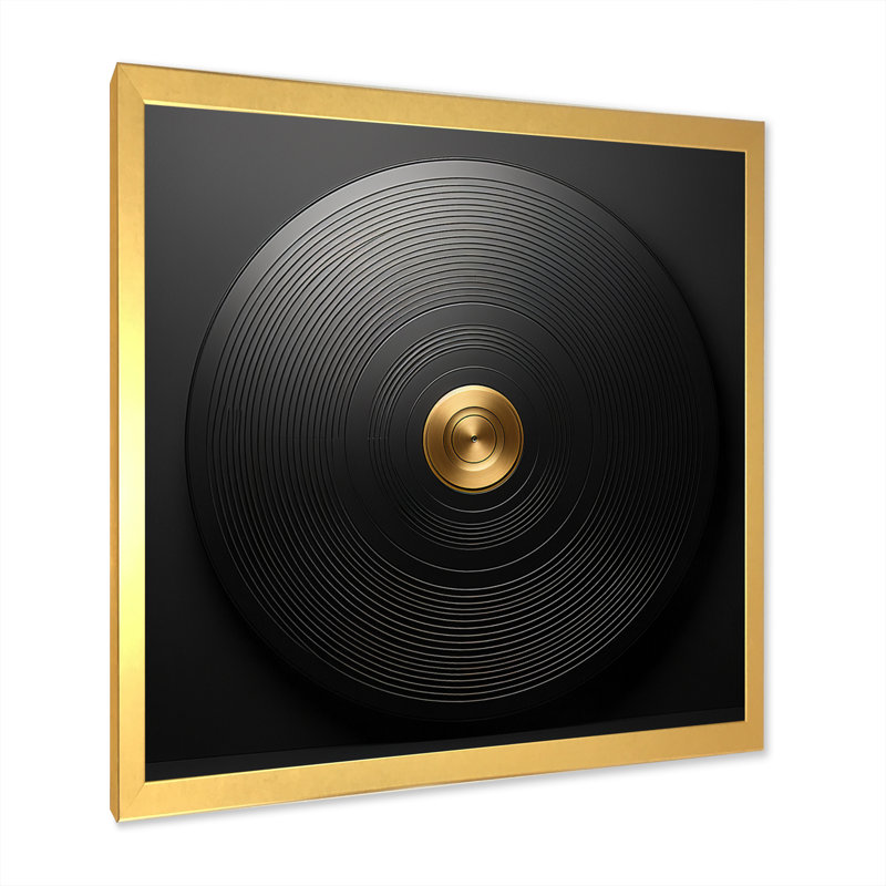 Vinyle noir et doré Serenade II - Disque vinyle décoratif mural, Doré, H 16 po x l 16 po, Cadre photo unique