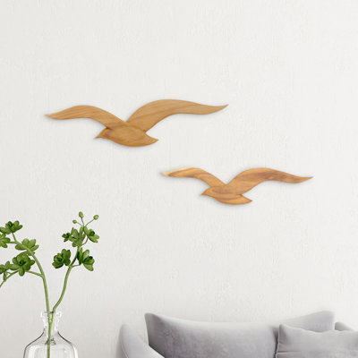 Décoration murale oiseaux teck