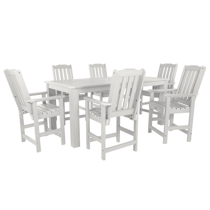 Kile 6 - Person Patio Dining Set with Rectangular Table, White, 84" L x 42'' W x 36'' H