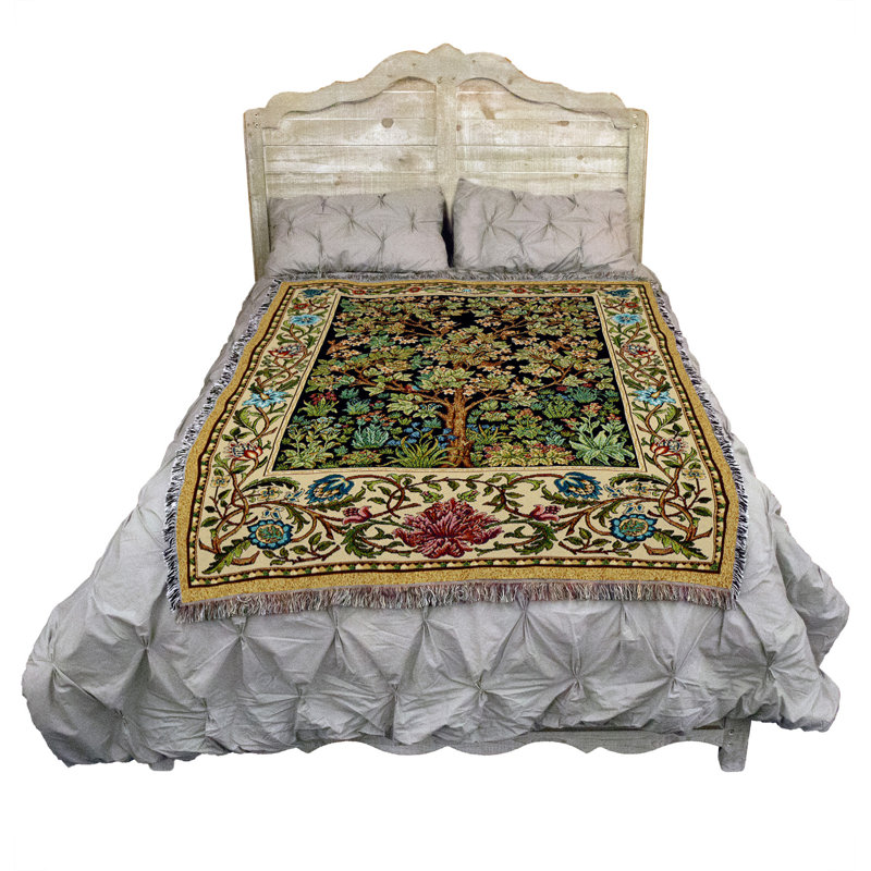 William Morris Tree of Life Cotton Tapestry Throw Blanket