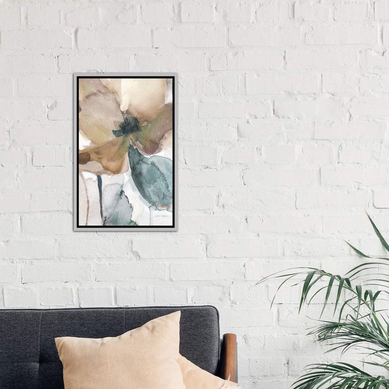 « Watercolor Poppy I » par Carol Robinson, reproduction d’art, H 26 po x l 18 po x P 1,5 po, Toile avec cadre argenté