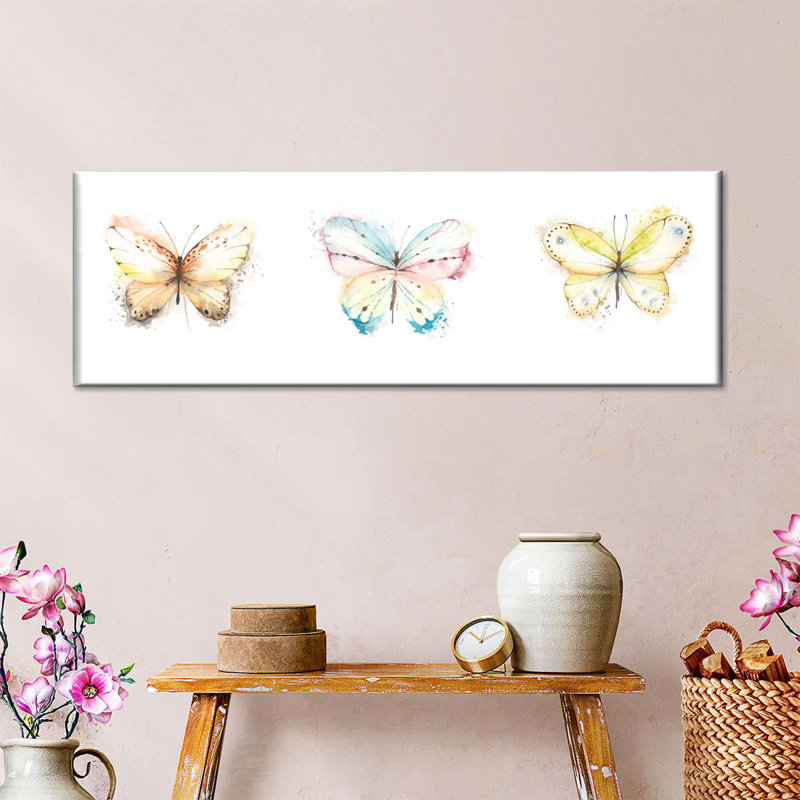 «Pastel Butterfly Group Smudge», reproduction sur toile, H 8 po x l 24 po x P 1 po