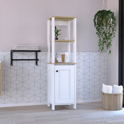 St. Clair Linen Cabinet, Two Interior  Shelves, Two Open Shelves, Single Door