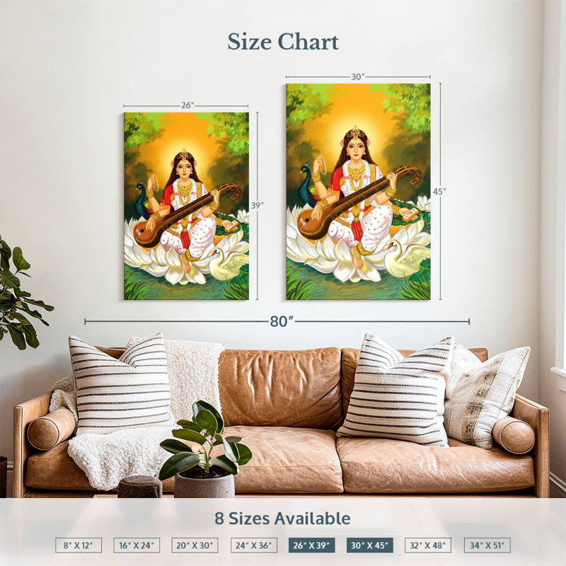 Adella Saraswati jouant de la musique, H 39 po x l 26 po