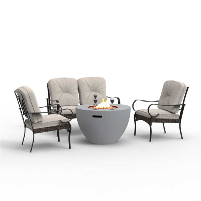 Ensemble de conversation en osier / rotin pour 4 personnes avec coussins Townsey