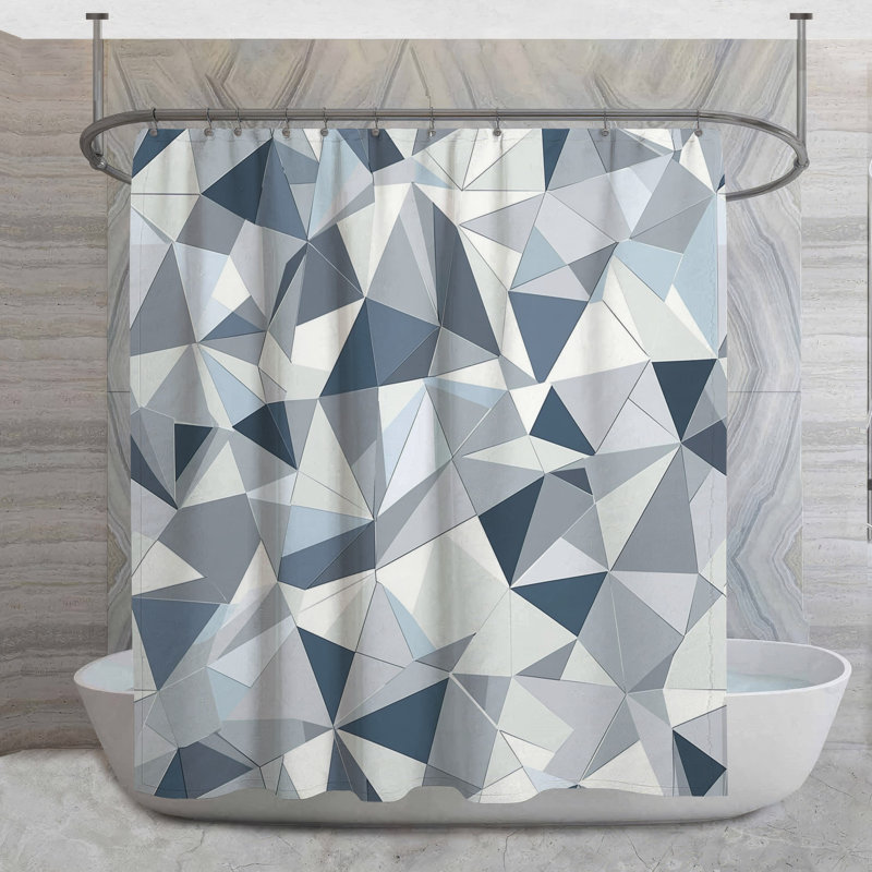 Rideau de douche géométrique - Décoration de salle de bain abstraite moderne, H 73 po x l 70 po