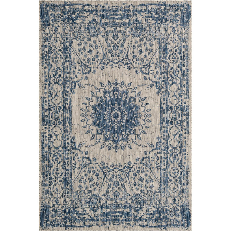 Tapis bleu Contemporary Hitchens, Rectangle 6 pi 1 po x 9 pi