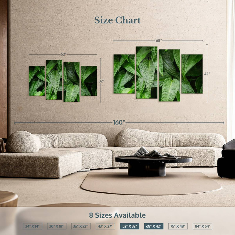 Harnek feuilles de plantes fraîches, H 32 po x l 52 po