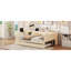 Lit double tapissier beige avec rangement intégré et charge, lit gigogne pour les invités occasionnels, plateforme de chargement, lit gigogne confortable