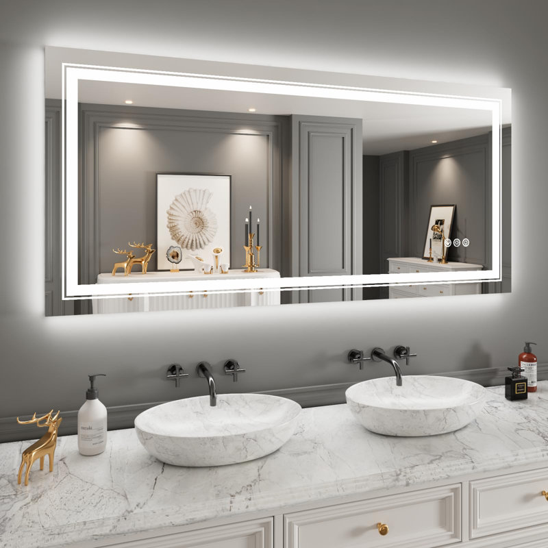 Maureene Dimmable  RGB LED Bathroom Mirror with Lights, 36" x 72"