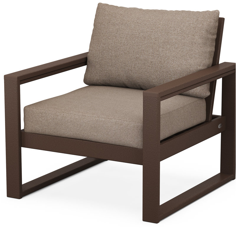 POLYWOOD® Edge Patio Lounge Chair, Dune Burlap/Teak