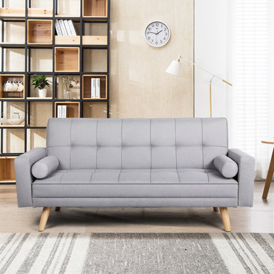 Moda Form 185CM 3 Seater Convertible Settee Sofa Bed With Armrests and 2 Bolster Pillows,