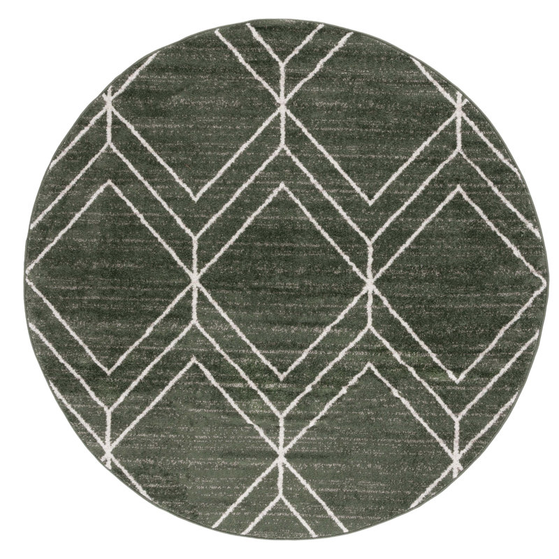 Tapis à motif géométrique Kawanda, Rond 4 po